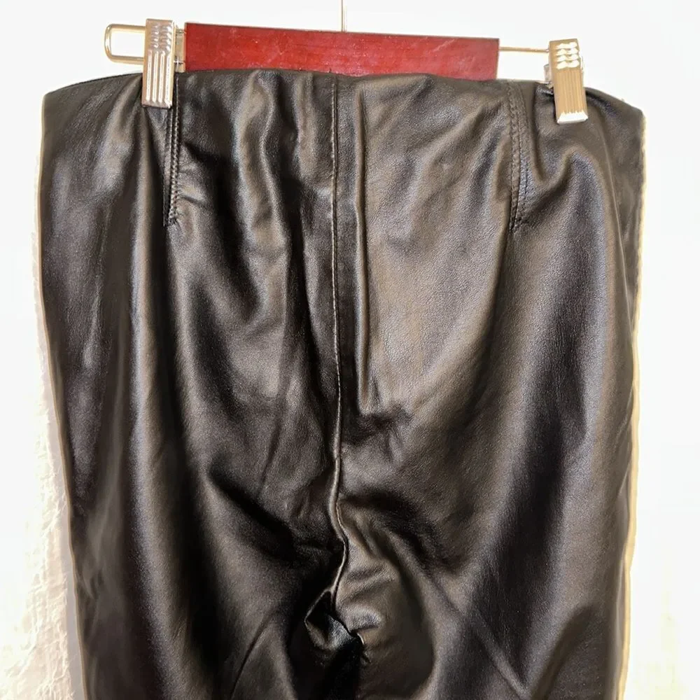free people 6 Vegan Leather Black Stretch Zip Ankle  Elastic Waist Moto Legging